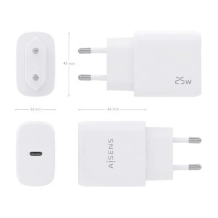 Aisens Cargador USB-C PD3.0 25W Blanco A110-0756